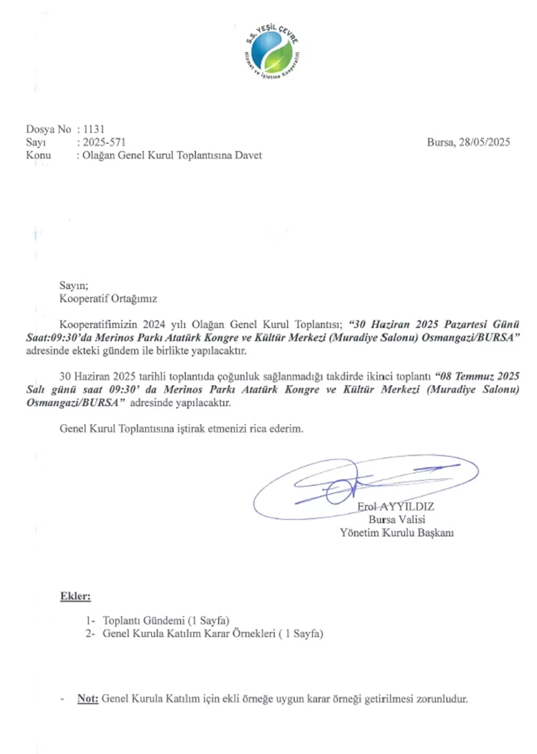 Olağan Genel Kurul Toplantısına Davetiye